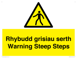 Rhybudd grisiau serth Warning Steep Steps